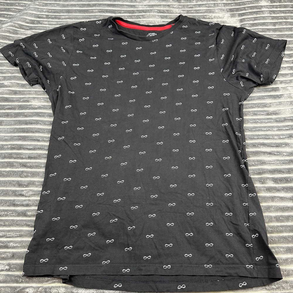 Cactus Ricky Singh Black Eyeglasses Print Cotton T-Shirt Mens Large